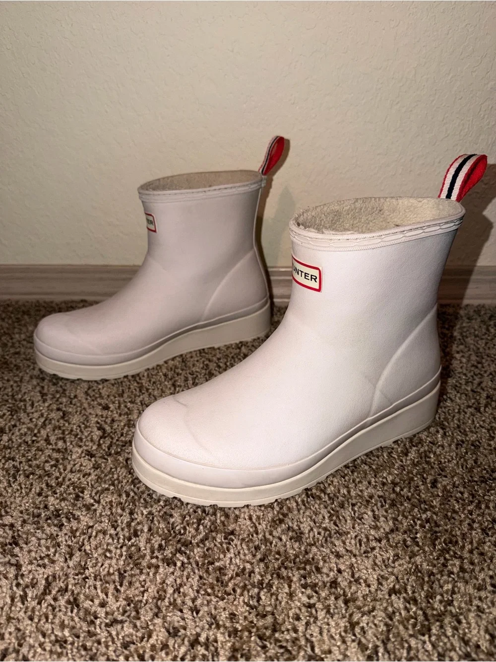 Hunter White Waterproof Rain Boots